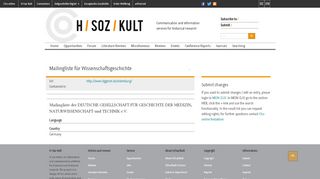 
                            8. Mailingliste für Wissenschaftsgeschichte | H-Soz-Kult ...