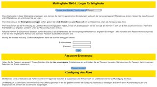 
                            11. Mailingliste TNG-L: Login für Mitglieder