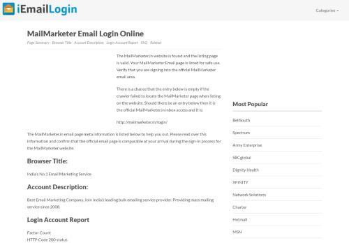 
                            4. MailMarketer Email Login Page URL 2019 | iEmailLogin