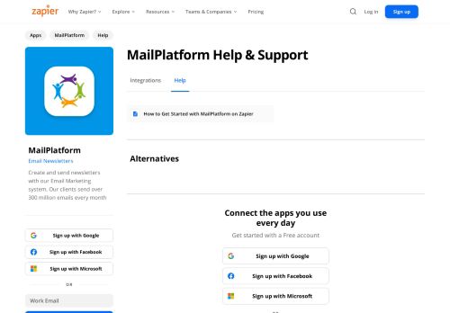 
                            9. MailPlatform - Integration Help & Support | Zapier