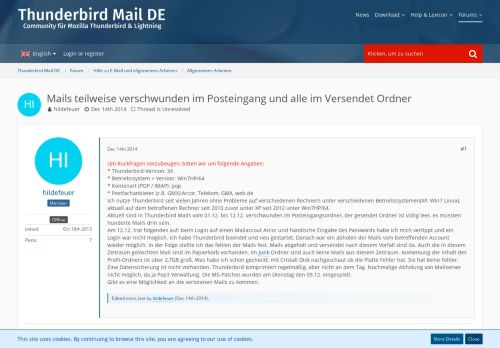 
                            13. Mails teilweise verschwunden im Posteingang und alle im Versendet ...