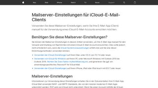 
                            1. Mailserver-Einstellungen für iCloud-E-Mail-Clients - Apple Support