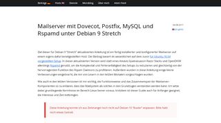 
                            6. Mailserver mit Dovecot, Postfix, MySQL und Rspamd unter Debian 9 ...