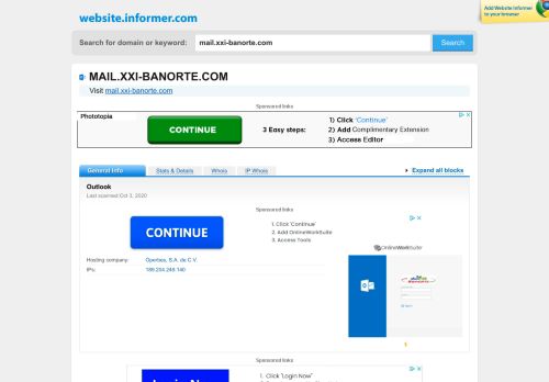 
                            9. mail.xxi-banorte.com at Website Informer. Outlook. Visit Mail Xxi Banorte.