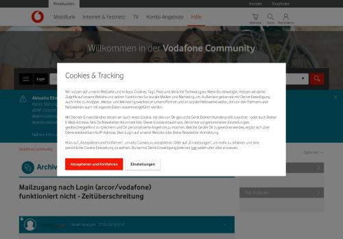 
                            7. Mailzugang nach Login (arcor/vodafone) funktionier... - Vodafone ...