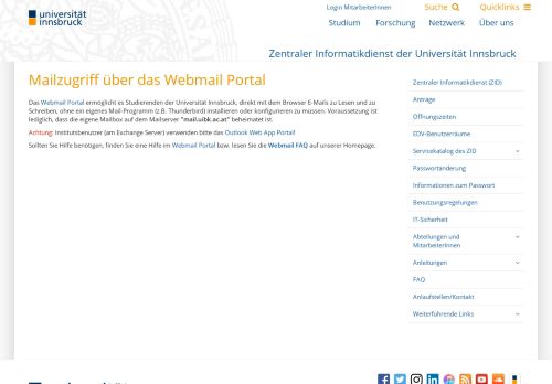 
                            3. Mailzugriff über Webmail – Universität Innsbruck