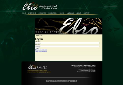 
                            11. Main Log In Page | EBRO Greyhound Park and Poker Room : Only ...