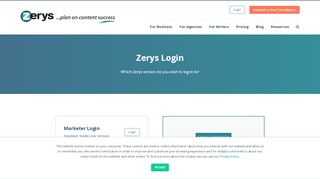 
                            2. Main Login for Marketers, Agencies & Writers - Zerys