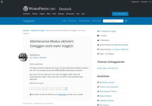 
                            1. Maintenance-Modus aktiviert: Einloggen nicht mehr ... - WordPress
