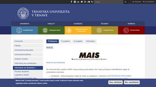 
                            2. MAIS | Universitas Tyrnaviensis · Trnavská univerzita v Trnave