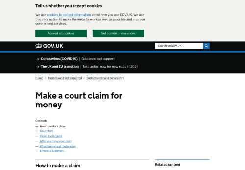 
                            2. Make a court claim for money - GOV.UK