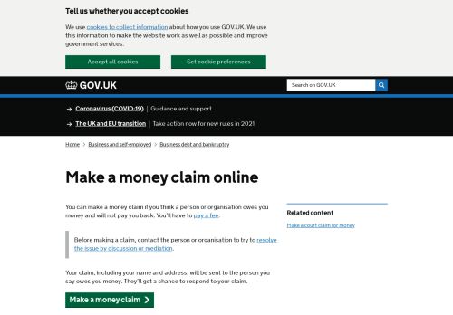 
                            4. Make a money claim online - GOV.UK