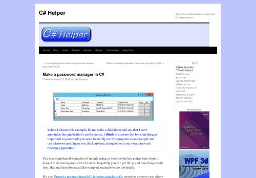 
                            7. Make a password manager in C# - C# HelperC# Helper