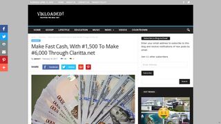 
                            7. Make Fast Cash, With #1,500 To Make #6,000 Through Claritta.net ...