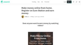 
                            3. Make money online from home. Register on Earn Station and earn ...
