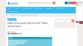 
                            11. Make some quick Cash-out with Triaba Survey Panel | Earntech