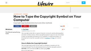 
                            6. Make the Copyright Symbol on Windows or MacOS Computers - Lifewire