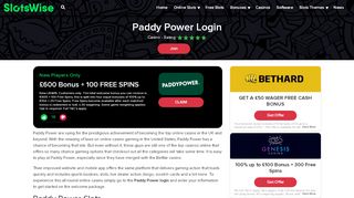 
                            8. Make the Paddy Power Login - Claim Bonus Spins Today - SlotsWise