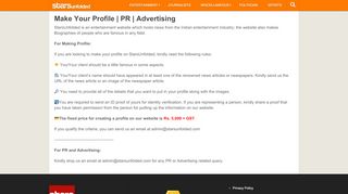
                            1. Make Your Profile | PR | Advertising » StarsUnfolded