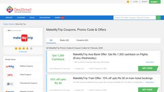 
                            9. MakeMyTrip Coupons, Promo Code & MMT Offers - Upto 100 ...