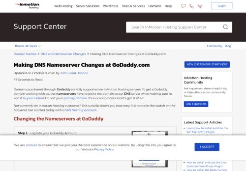 
                            6. Making DNS Nameserver Changes at GoDaddy.com | InMotion Hosting