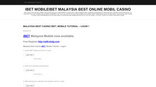
                            11. Malaysia Best Casino iBET, Mobile Tutorial – Login！