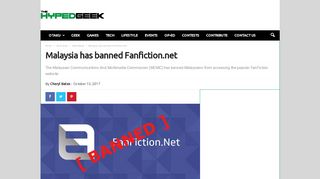 
                            12. Malaysia has banned Fanfiction.net - The Hyped Geek