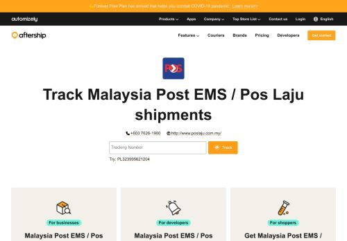 
                            7. Malaysia Post EMS / Pos Laju Tracking - AfterShip