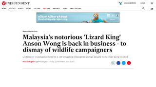 
                            9. Malaysia's notorious 'Lizard King' Anson Wong is back in business ...