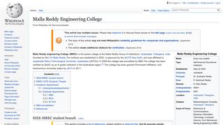 
                            10. Malla Reddy Engineering College - Wikipedia