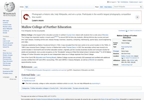 
                            7. Mallow College of Further Education - Wikipedia