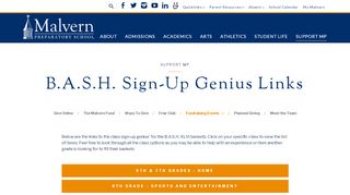 
                            5. Malvern Prep | B.A.S.H. Sign-Up Genius Links