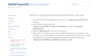 
                            7. MAMP (Mac) Documentation > How Tos > Change the password of ...