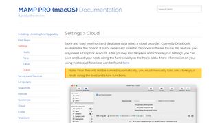 
                            7. MAMP PRO (Mac) Documentation > Settings > Cloud