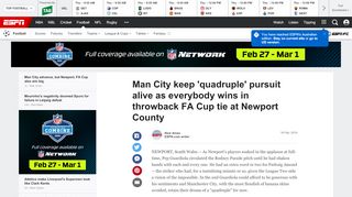 
                            10. Man City keep 'quadruple' pursuit alive as everybody wins in ... - ESPN