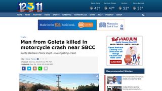 
                            10. Man from Goleta killed in motorcycle crash near SBCC - KEYT