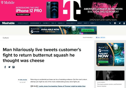 
                            11. Man hilariously live tweets customer's fight to return butternut squash ...