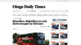 
                            7. ManaBus, Nakedbus to end, fleets bought by Ritchies | Otago Daily ...
