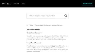 
                            3. Manage account and password reset – TIDAL