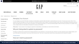 
                            6. Manage Account | Gap® UK