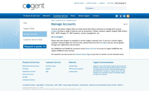 
                            2. Manage Accounts - Cogent Communications