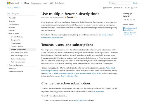 
                            9. Manage Azure subscriptions with the Azure CLI | Microsoft Docs