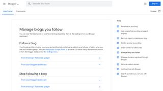 
                            2. Manage blogs you follow - Blogger Help - Google Support