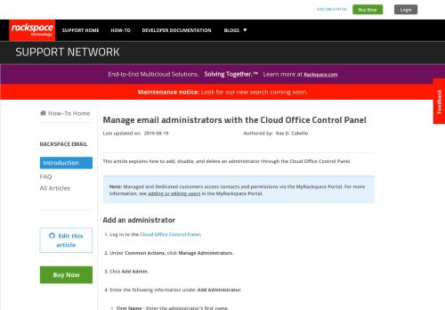 
                            8. Manage email administrators with the Cloud Office Control Panel