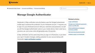 
                            11. Manage Google Authenticator – Hootsuite Help Center