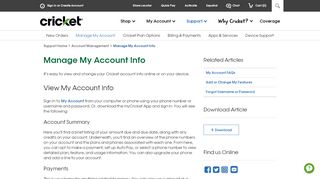 
                            2. Manage My Account Info - Cricket Wireless
