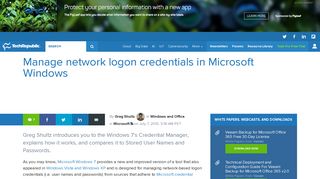 
                            11. Manage network logon credentials in Microsoft Windows - TechRepublic