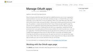 
                            6. Manage OAuth apps using Office 365 Cloud App Security | Microsoft ...