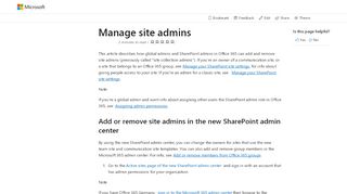 
                            1. Manage site collection administrators | Microsoft Docs