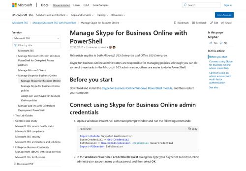 
                            9. Manage Skype for Business Online with Office 365 PowerShell ...